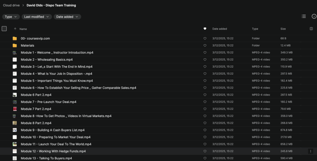 David Olds – Dispo Team Training